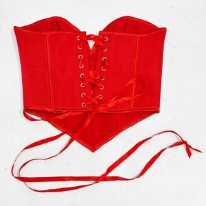 Red Heart Shaped Corset Bustier Top Womens XS Sexy Valentines Y2K